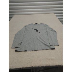 Peter Morrissey Qantas T Shirt Men L/XL Gray long Sleeve Casual kangaroo airline